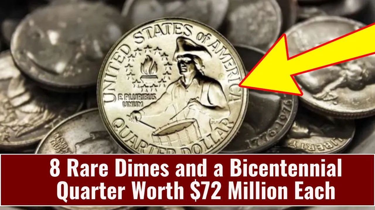 8 Rare Dimes and a Bicentennial Quarter Worth $72 Million